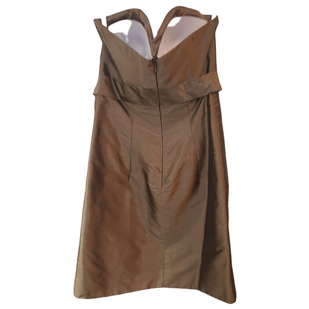 Alfred Angelo Brown Shiny Silk Strapless Cocktail Dress - Picture 4 of 11